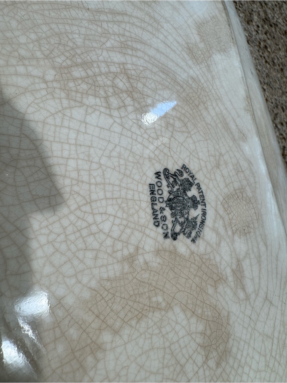 Wood & Son England Ironstone Platter - stained & crazed - Picture 9 of 12